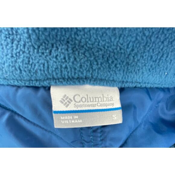 Columbia Women’s Sz Small Teal Blue Quilted Fleece Vest Outdoor Gorpcore Hiking - Picture 2 of 9